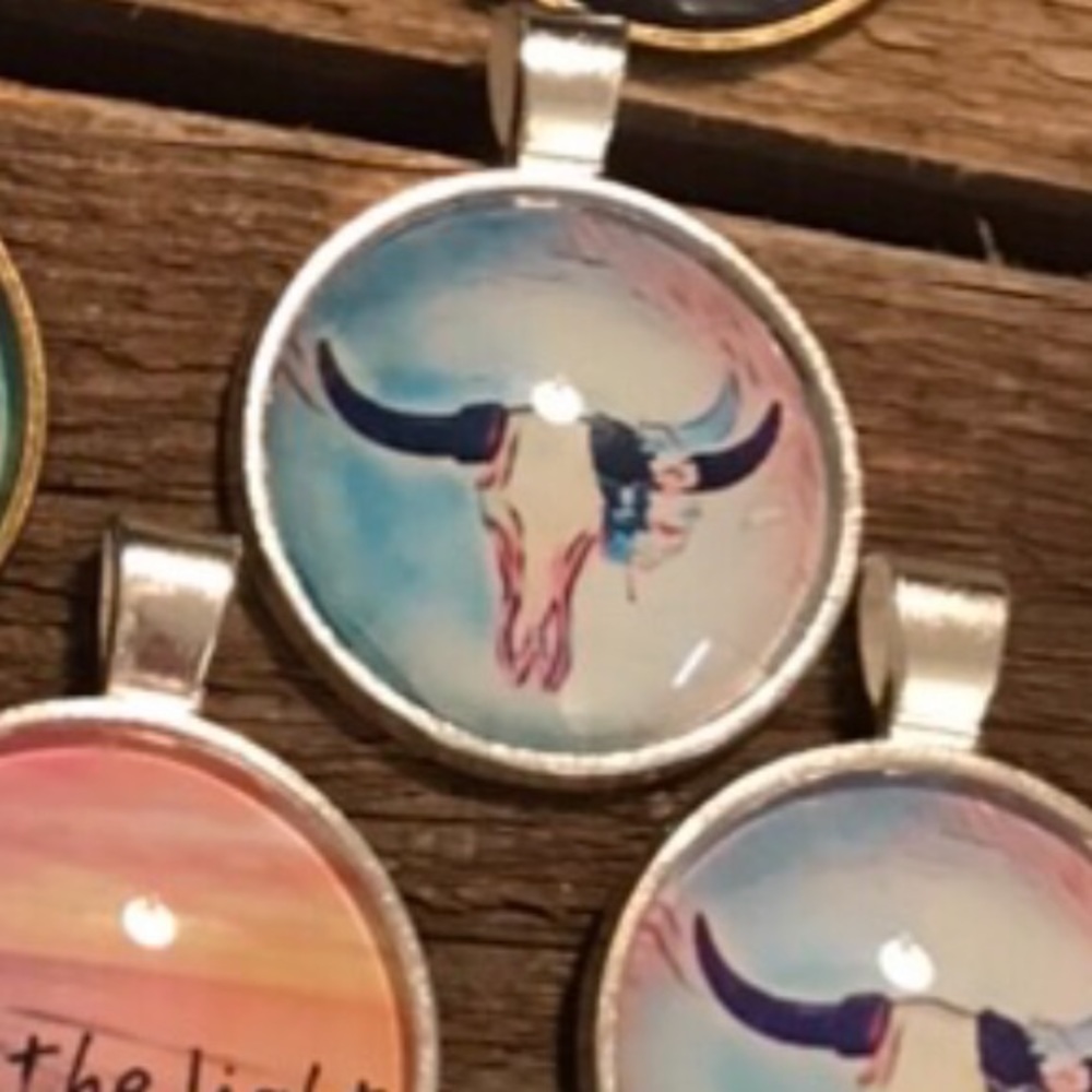 Bull skull boho pendant (necklace or keychain)